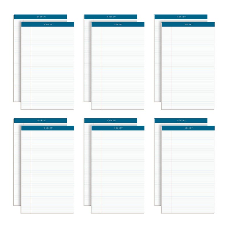 TOPS Docket Writing Pads  8-1/2"" x 14""  Legal Rule  White Paper  50 Sheets  12 Pack (63590) - Image 1